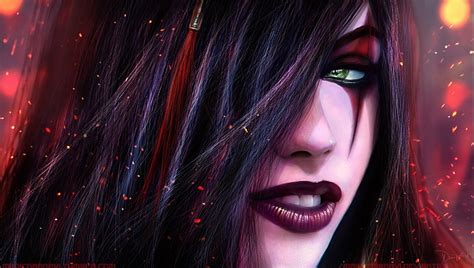 Black Haired Woman Wallpaper Realistic Katarina League Of Legends