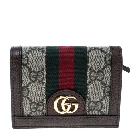 Gucci Beige Brown Gg Supreme Canvas And Leather Ophidia Web Compact