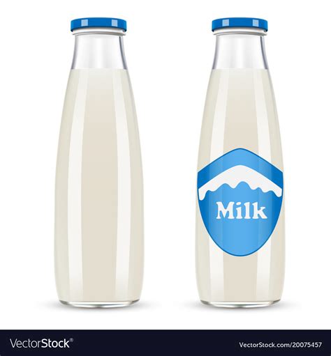 Glass Bottle Of Milk Isolated On White Background Vector Image