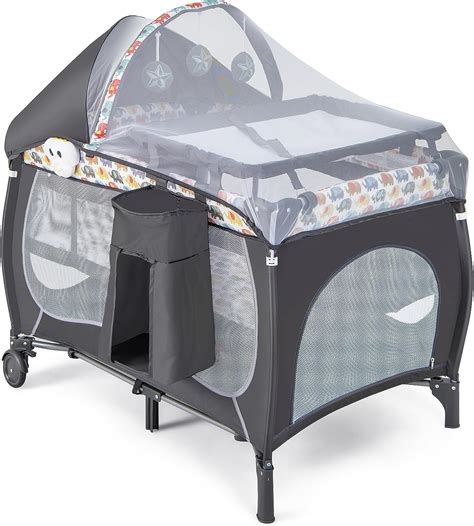 COSTWAY 5 en 1 Lit Parapluie Bébé avec Matelas Moustiquaire Lit Bébé