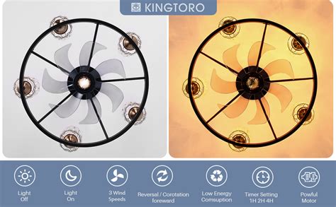 Kingtoro Chandelier Fan Chandelier Ceiling Fans With Lights Black Glass