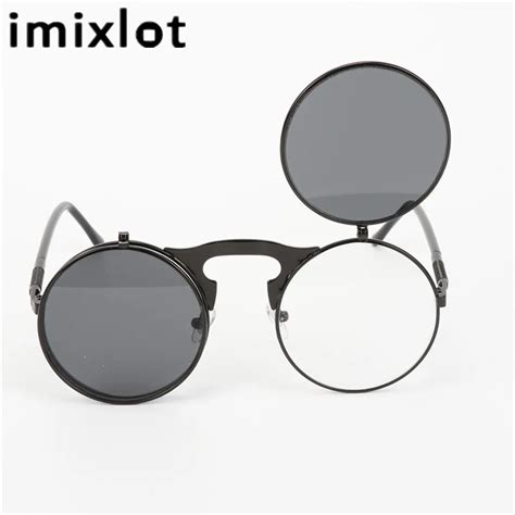 Imixlot Retro Steam Punk Sunglasses Round Metal Frames Steampunk Sun Glasses Women Men Brand