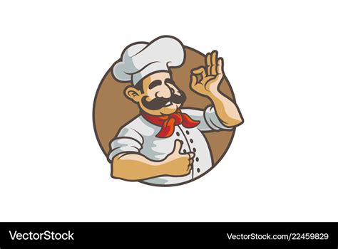 Happy Chef Circle Sign Logo Royalty Free Vector Image