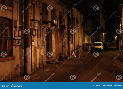 Scary Alley At Night Stock Image Image Of Alley Bars 55491295