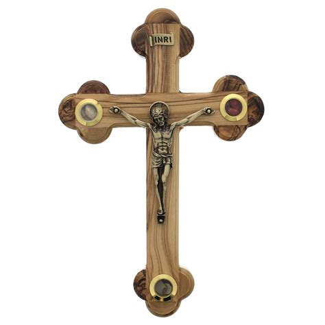 Olive Wood Crucifix With Holy Land Elements The Catholic Company