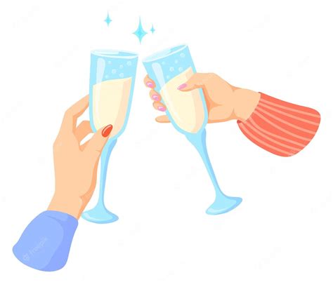 Premium Vector Cheers With Sparkling Wine Party Celebration Cartoon Hands