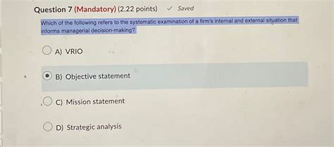 Solved Question 7 Mandatory 2 22 Points SavedWhich Of Chegg