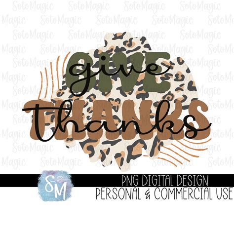 Leopard Give Thanks Png Boho Fall Png Sublimation Waterslide Printandcut