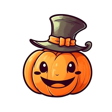 Halloween Cute Cartoon Pumpkin Character Smile Isolated On White