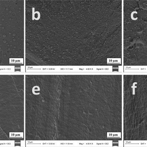 Sem Images Of The Cryo Fractured Surfaces Of The Blends A Pbat Pla B