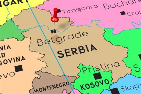 Serbia Belgrado Capital Fijado En Mapa Político Stock De