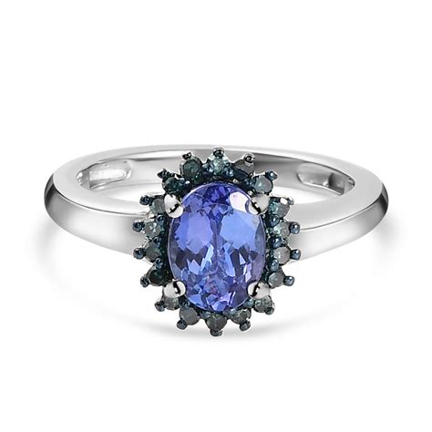 Aa Tansanit Und Blauer Diamant Ring Silber Platiniert Ca Ct