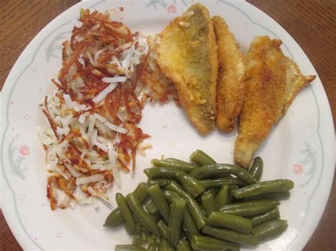 Diab2cook Seasoned Breaded Yellow Lake Perch W Cut Green Beans Hash