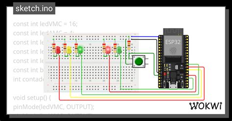 Semaforo Pedestre Wokwi ESP32 STM32 Arduino Simulator