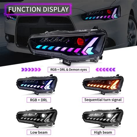 Far Is De LED Para Mitsubishi Lancer Ex Evo 2008 2018 RGB Start Up