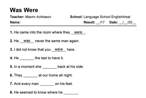 Grade Grammar Using Was And Were Printable Worksheets 55 OFF