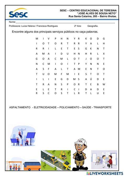 Atividades Sobre Serviços Públicos 3 Ano Fundamental