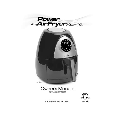 Power AirFryer XL Pro 3.4-quart CM16034 User Manual