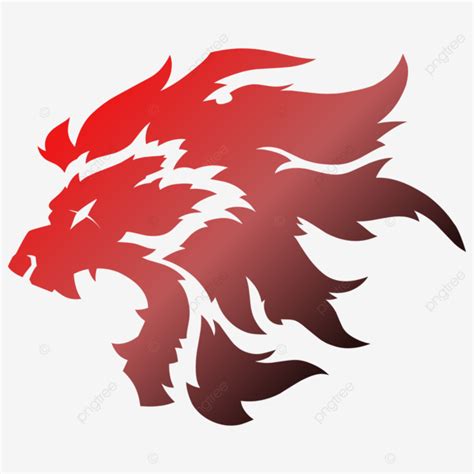 Fierce Roaring Fire Lion Logo In Red Color For Stickers And T Shirts