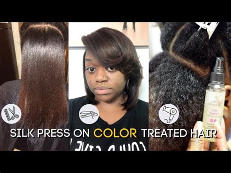 SILK PRESS On Natural COLOR Treated Hair Cutting Off Them Inches