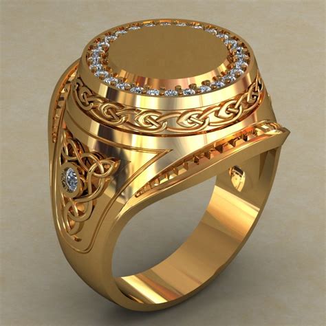 SALE 10% Large Mens Signet Ring Gold Signet Ring by WorldOfGold