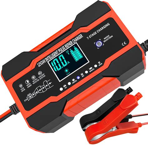 Buy 10-Amp Car Battery Charger, 12V and 24V Smart Fully Automatic ...