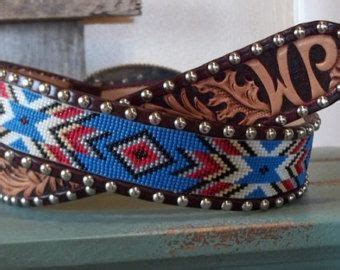 Western Beaded Insert Into Leather Belt Etsy Beaded Belt Handmade