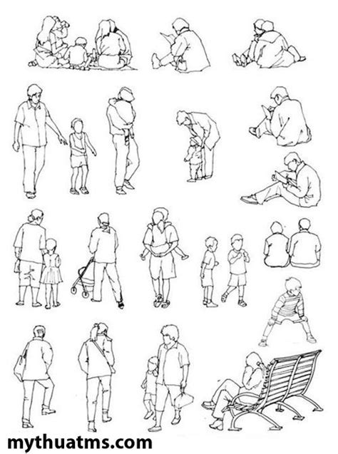 Diễn họa người và vật trong kiến trúc | Human figure sketches, Urban ...