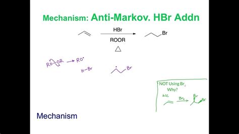 Anti Markovnikov Addition Of Hbr To Alkenes Another Radical Reaction Youtube