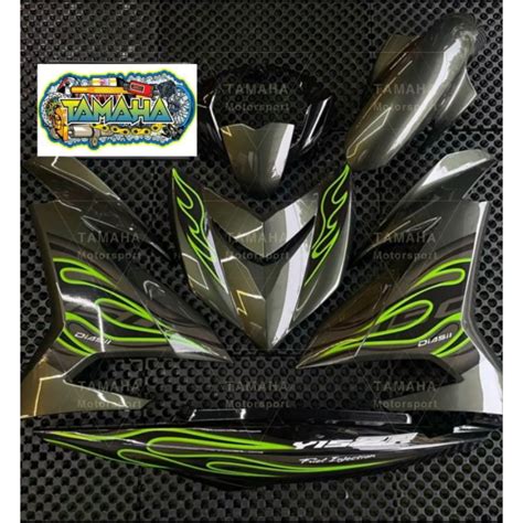 Yamaha Y15 Y15zr V1 V2 Api Custom Fire Hijau Lumut Black Cover Set Free Emblem×4 Shopee Malaysia