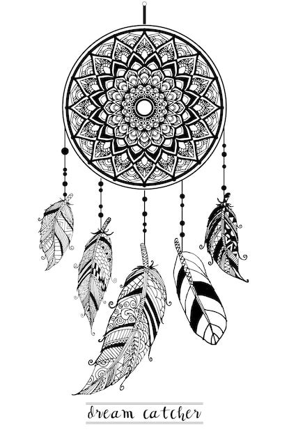 Easy Dreamcatcher Drawing Steps