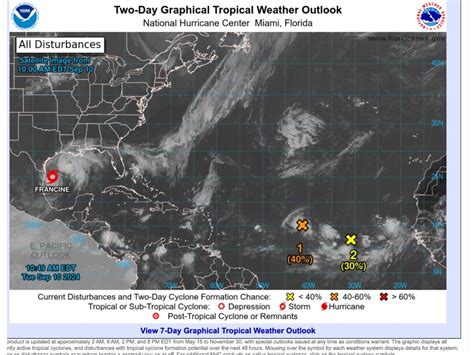 Ts Francine To Upgrade To Hurricane Along Gulf Systems In Atlantic