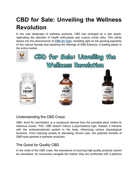 Ppt Cbd For Sale Unveiling The Wellness Revolution Powerpoint