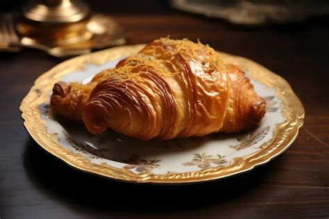 Premium AI Image | Golden Croissant on a Plate