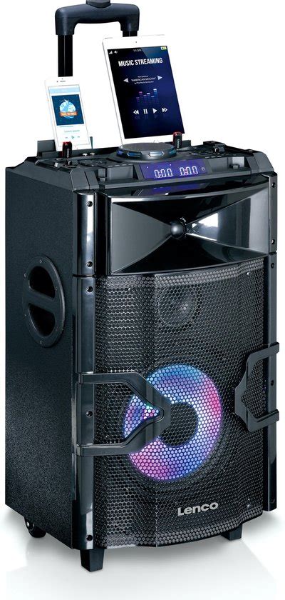 Lenco Pmx Bluetooth Party Speaker Draadloos Microfoon Zwart