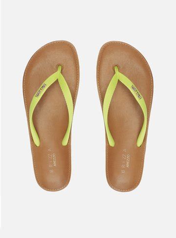 Chinelo De Dedo Amarelo Palmilha Marrom Brizza Arezzo