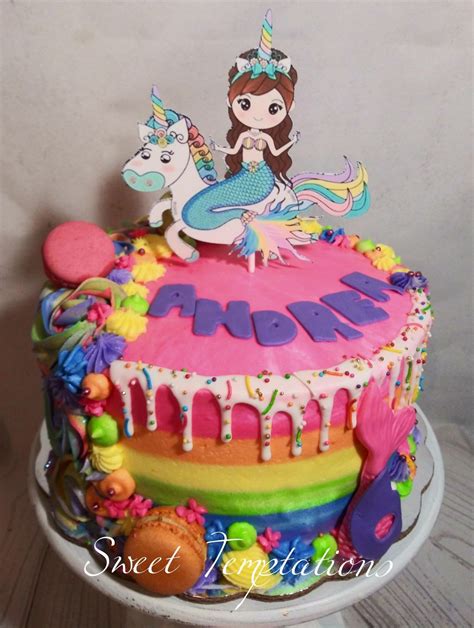 Rainbow Unicorn Mermaid Cake Hawaiian Birthday Cakes, Rainbow Birthday ...