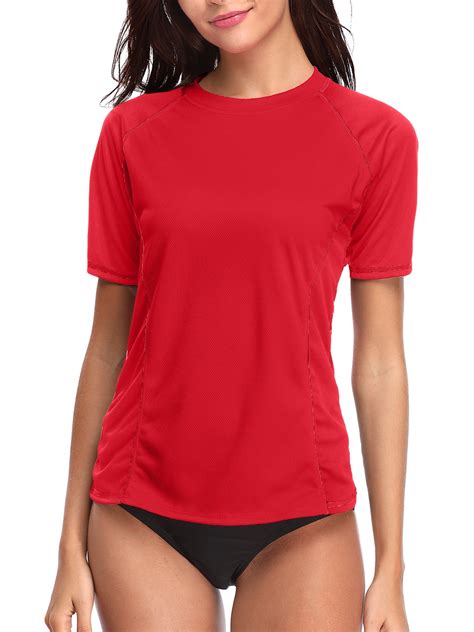 Charmo Women S Short Sleeve Rash Guard Swim Shirt Swimwear Upf 50 Rashguard Top