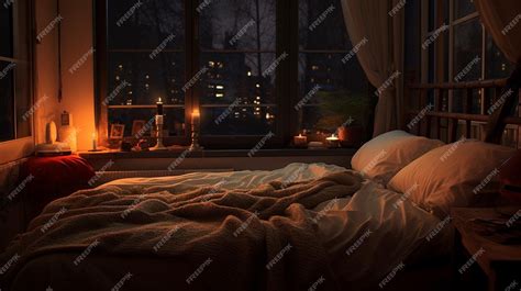 Premium AI Image | Cozy bedroom at night