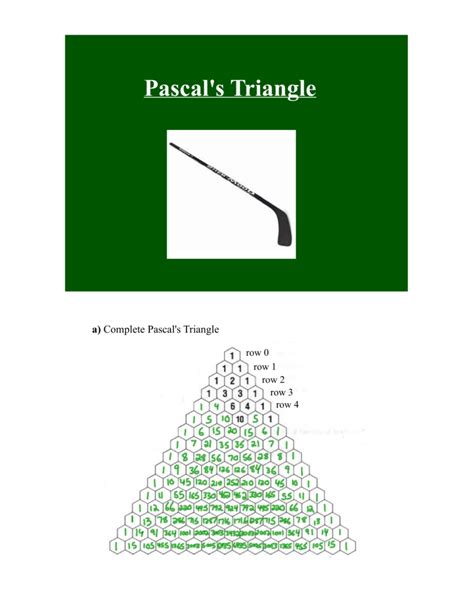 Pascals Triangle Lesson Solutions