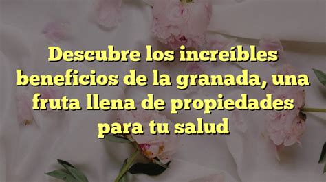 Descubre Los Increíbles Beneficios De La Granada Una Fruta Llena De