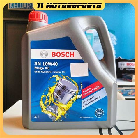 BOSCH SN 10W40 10W 40 Mega X6 Semi Synthetic Engine Oil Minyak Hitam