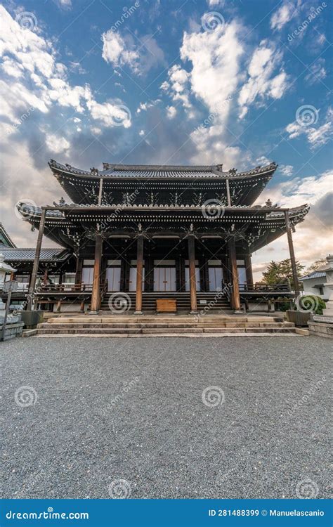 Beautiful Sunset Sky Over Amida Do Hall Of Kosho Ji Temple Jodo