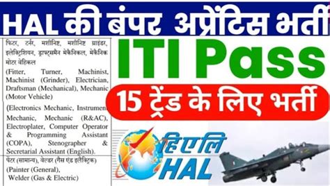 HAL Apprentice Recruitment 2024 Jobs In ITI