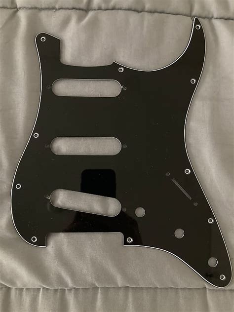 Fender Stratocaster Pickguard Black 11 Hole Modern Style Reverb