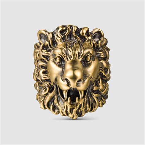 Gucci Lion Head Ring In Metallic For Men Lyst