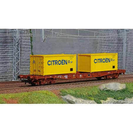 Wagon porte conteneurs à bogies Sgss Jouef HJ6242 chargé 2 Container