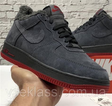 40-44 Nike Air Force Low Winter зимние мужские кроссовки серые мех ...