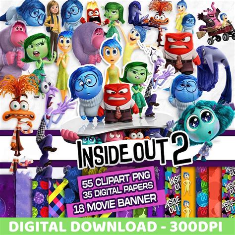 New Inside Out Clipart Bundle, Inside Out 2 PNG, Anger Joy Sadness ...