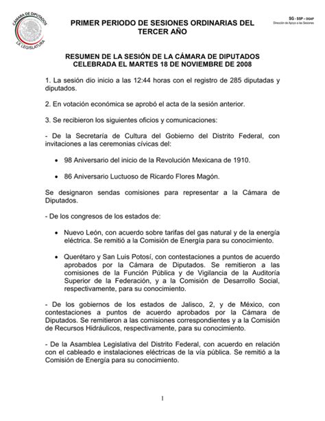 PRIMER PERIODO DE SESIONES ORDINARIAS DEL TERCER AÑO